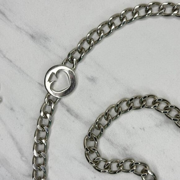 Kate Spade Silver Tone Curb Chain Spade Logo Charm Station Belt One Size (OS) ✨